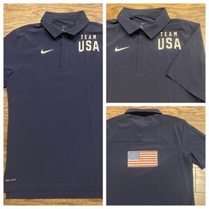 TEAM USA Men's Nike Move To Zero Polyester Spandex Dri-Fit Polo Blue Size Small